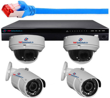 PROFI 2.5K 5MP TosiNet-IP Set 1 bis 9x Vario- Wand / Dome konfigurierbar + PoE-Rekorder