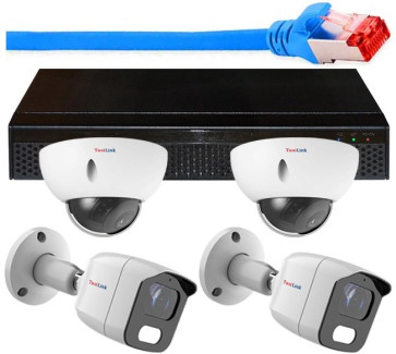 KI 4K 8MP-System mit 1 bis 4 Weitwinkel- 90Grad-Überwachungskameras + 16-Kanal-Rekorder