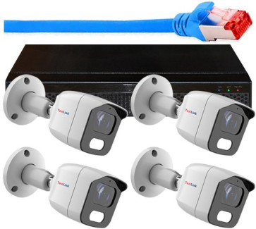 KI 4K 8MP-System mit 1 bis 4 Weitwinkel- 90Grad-Überwachungskameras + 16-Kanal-Rekorder