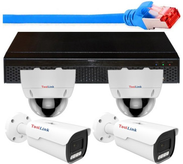 KI 4K 8MP-System mit 1 bis 4 VARIO-Blickwinkel Überwachungskameras + 16-Kanal-Rekorder