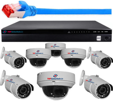 PROFI 2.5K 5MP TosiNet-IP Set 5 bis 8x Vario- Wand / Dome konfigurierbar + PoE-Rekorder