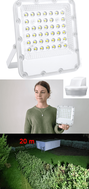 TosiFlut Fläche 20 kaltweiss LED-Strahler + Bewegungsmelder 20+ 