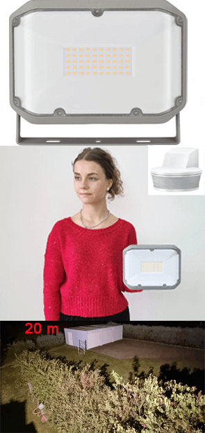 TosiFlut Fläche 20 warmweiss LED-Strahler + Bewegungsmelder 20+ 