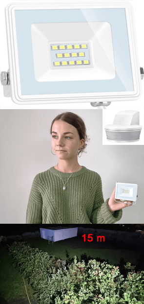 TosiFlut Mini 15 Fläche kaltweiss LED-Strahler + Bewegungsmelder 20+