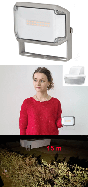 TosiFlut Mini 15 Fläche warmweiss LED-Strahler + Bewegungsmelder 20+