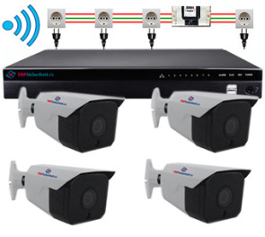 PROFI DRAHTLOS TosiStrom 2.5K 5MP Set 1 - 4x Wandkameras konfigurierbar + Rekorder