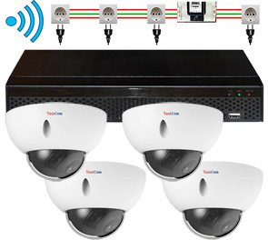 KI 4K DRAHTLOS-System mit 1 bis 4 Weitwinkel- 90Grad-Domekameras + 16-Kanal-Rekorder