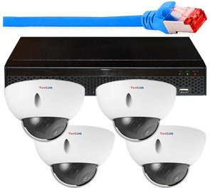 KI 4K 8MP-System mit 1 bis 4 Weitwinkel- 90Grad-Domekameras + 16-Kanal-Rekorder