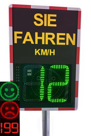Geschwindigkeitsanzeigetafel TosiSpeed "SMILEY-230" 